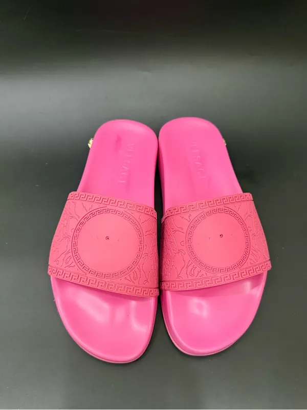 VERSACE Hot Pink Medusa Palazzo Pool Slides MISSING MEDUSA - Image 2
