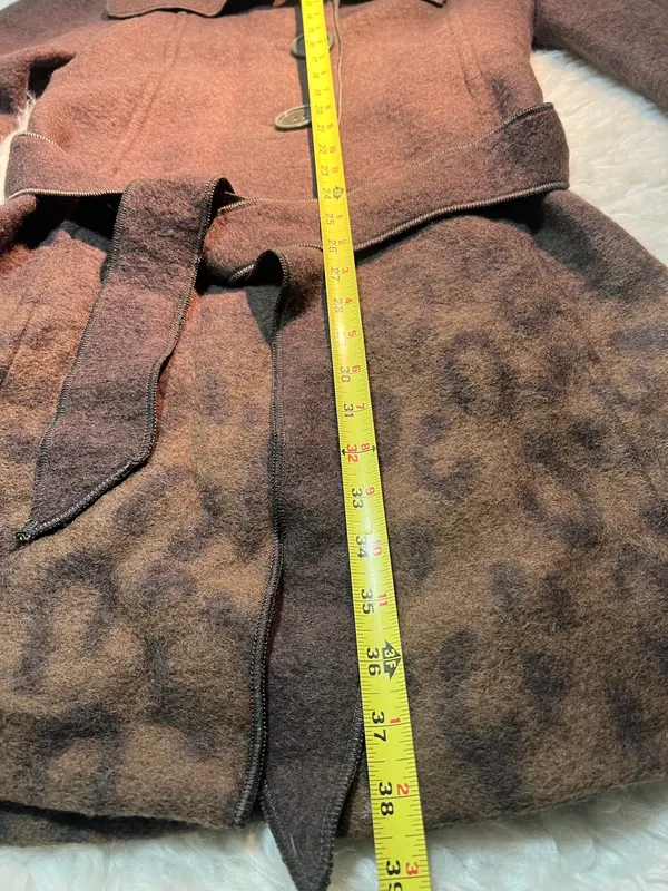 Women’s TRIBAL Wool Blend Coat: brown with Jaguar Print Size:4 - Image 15