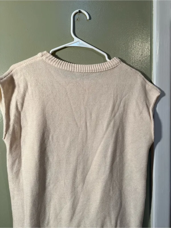 Women’s Size Medium Cap Sleeve Sweater Vest Crewneck Apricot Cream Orange RC6487 - Image 8