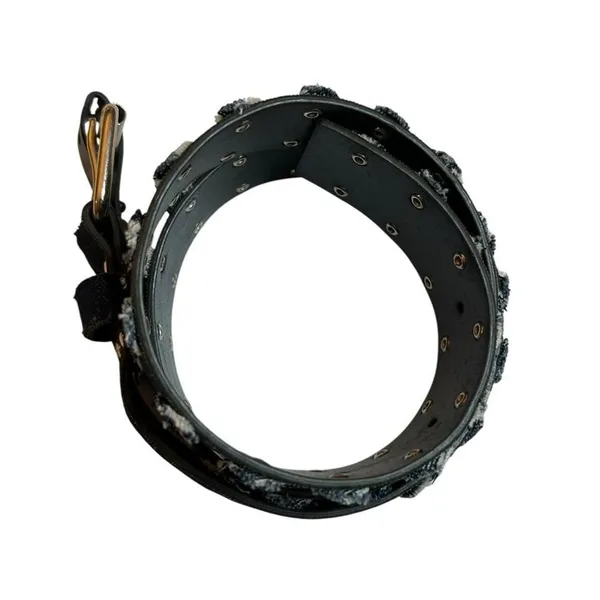 Denim Belt Y2K Distressed Studded 90s Indie Sleaze Western Jean Buckle Bunny 43" - Image 4