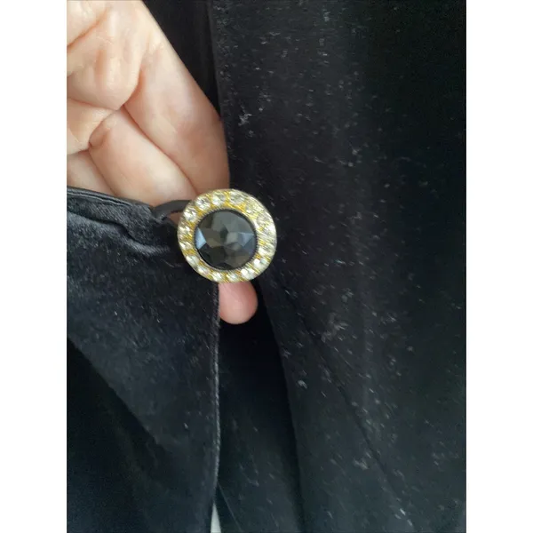 After Dark Vintage Velvet Sheer Sleeve‎ Evening Jacket Womens Size L Black Glam - Image 6