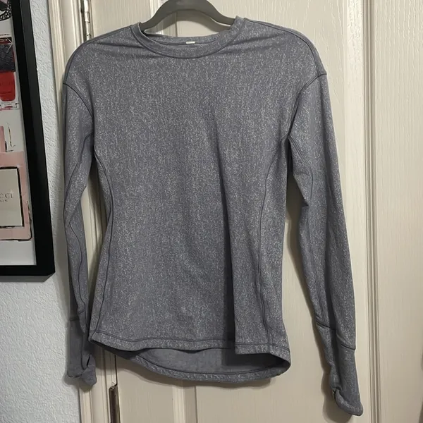 Lululemon‎ Outrun Long Sleeve Arctic/Ice Gray Suited Jacquard Athleisure Winter - Image 3