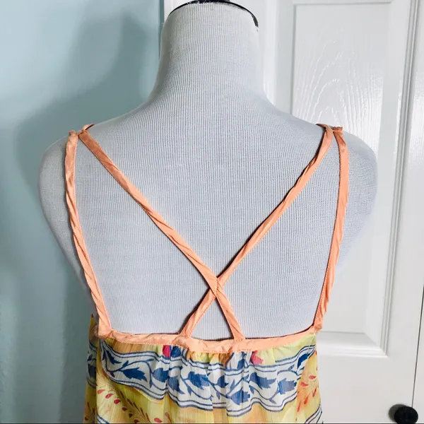 Free People Strappy Boho Summer Festival Tank Top Size Small Yellow Orange Blue - Image 7