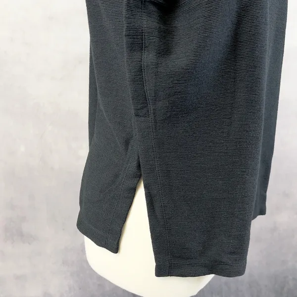 Max Studio Womens Top‎ L Black Mock Neck Button Sleeve Minimalist Quiet Luxury - Image 6