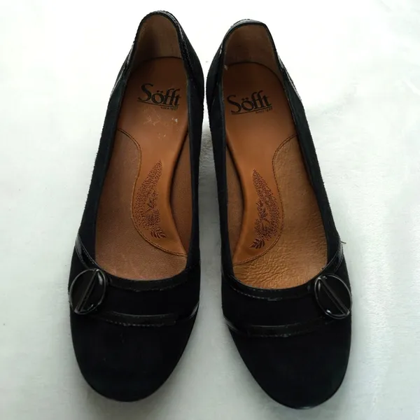 Sofft Black Suede Pumps Women Size 8 Kitten Heel Office Professional Career - Image 2