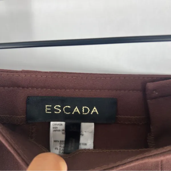 Escada Chocolate Brown Stretch‎ Cotton Mid Rise Crop Flare Pant Size 8 - Image 6