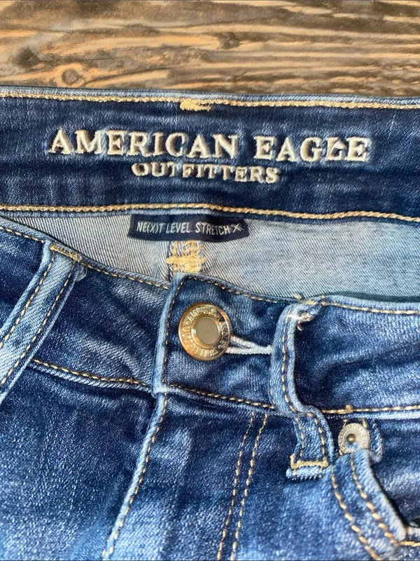 American Eagle Outfitters Blue Embroidered floral Denim Cutoff Shorts - Image 2