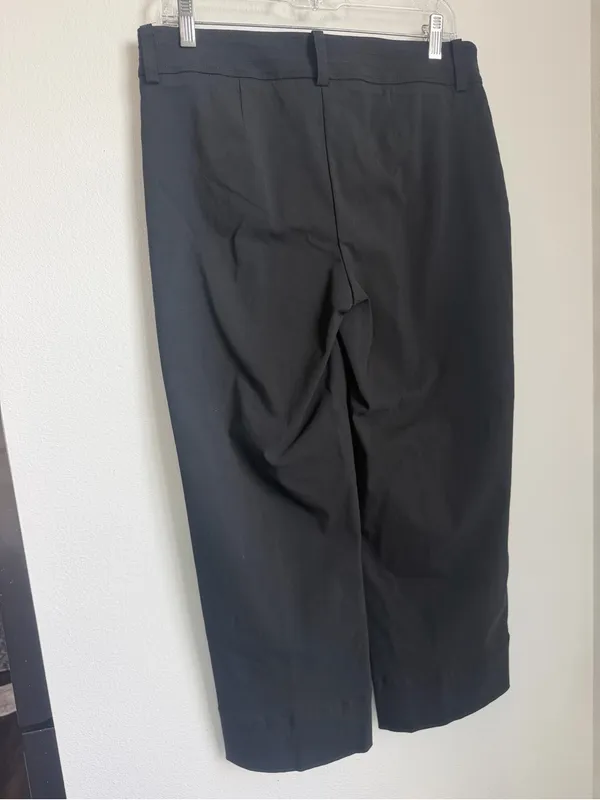 Classic Black Wide Leg Crop Dress Pants - Image 4