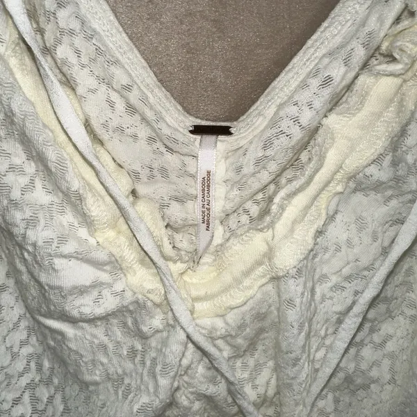Free People Womens White‎ Love Her Lace Textured Keyhole Boho Indie Hippie Sz M - Image 8