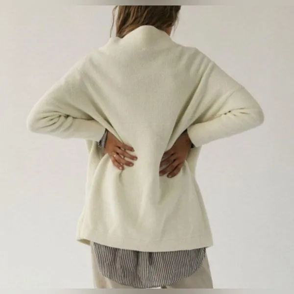 Free People Women's Ottoman Slouchy Tunic Sweater Pullover Long‎ Sleeve Ivory - Image 5