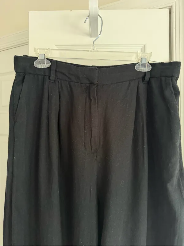 Abercrombie & Fitch Black Linen Blend Wide Leg Pants NWT L - Image 5
