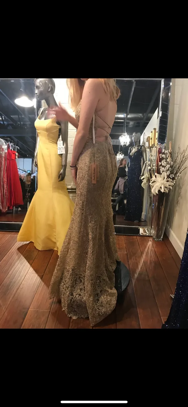 Amelia Couture Gold Mermaid Prom Dress - Image 4