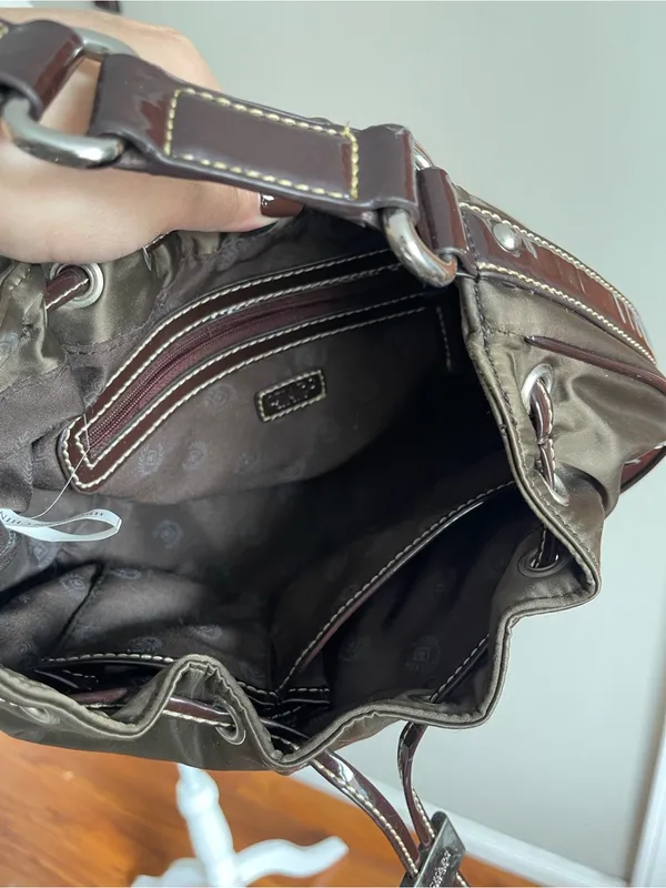 Chaps Brown Shoulder Hobo Bag with Dark Brown Accents - Image 6