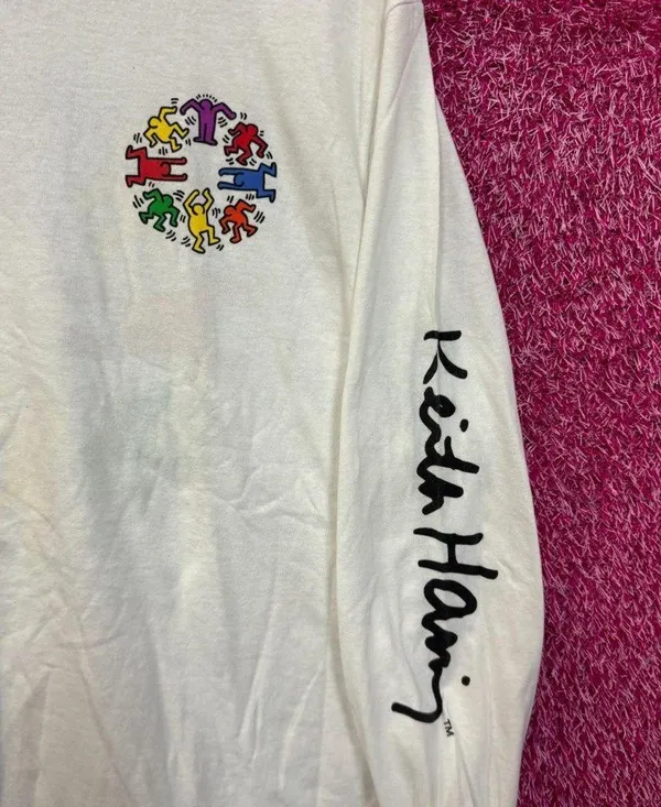 Keith Haring Circle of Men Dancing Pop Art Long Sleeve M - Image 4