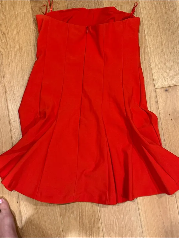 Zara Red Strapless Fit-and-Flare Dress large - Image 3