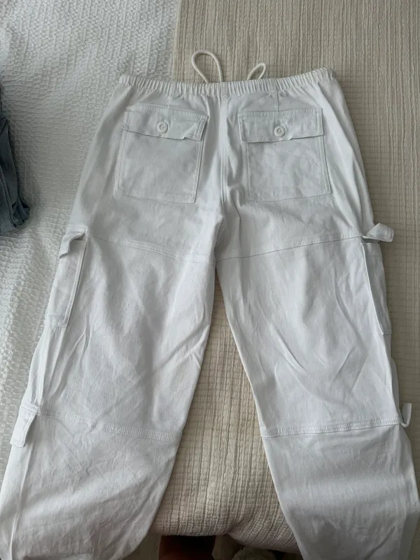 Edikted White Cargo Joggers - Image 2