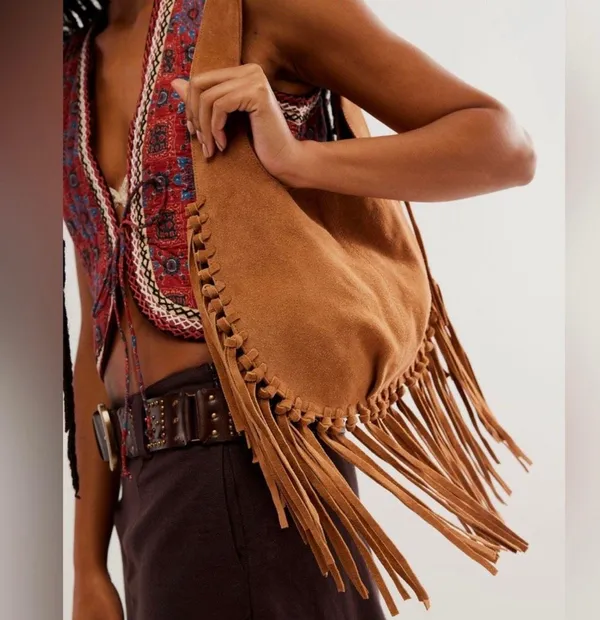 Free People Riley Suede fringe bag in copper sungold without tags - Image 2