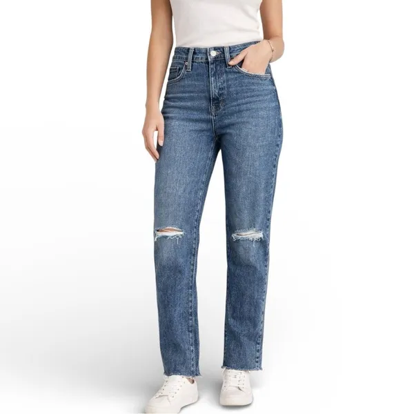 Old Navy High Rise OG Straight Secret Slim Pockets 80s Acid Wash Denim - Image 5