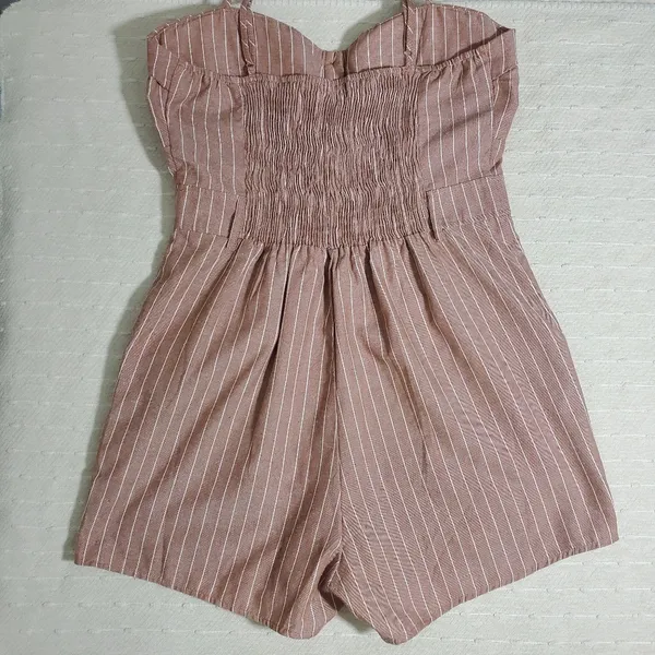 Active USA Brown and white Striped print‎ Romper Size L - Image 3