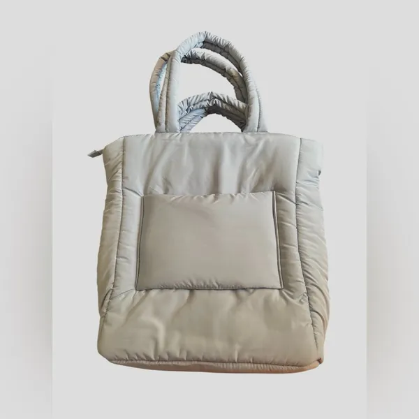 WILO The Label Sky~Baby Blue Large Puffer Tote Pocket Travel Bag Weekender 16X14 - Image 3