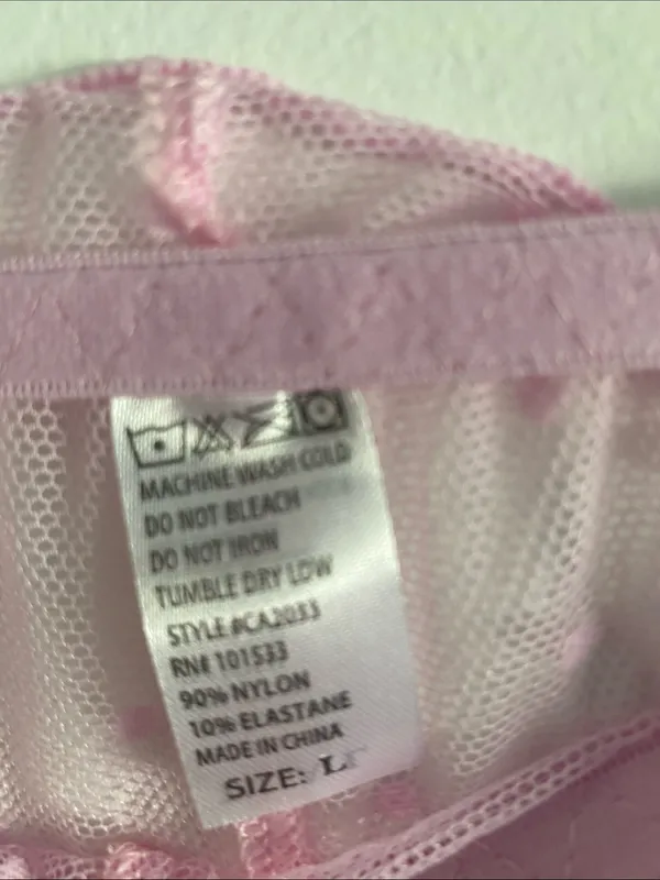 Carrie Amber Sheer Swiss Dot Ruched Bubblegum Pink Cami Shorts Set Size Large - Image 8