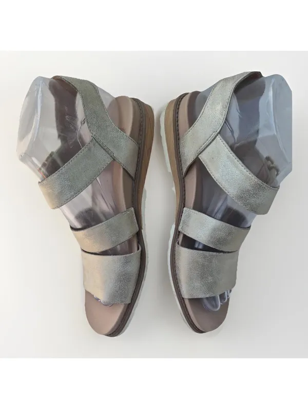 DR. SCHOLL'S Sustainable Comfort Beige Strappy Sandals Womens 7 M Metallic - Image 4