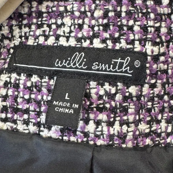 Willi Smith Purple Tweed Fringe Trim Blazer Jacket‎ Style A84175 Women's Large - Image 7