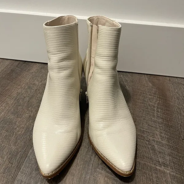 Lulu’s Spirit Ivory Snake Pointed Toe Ankle Booties - Image 6