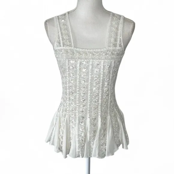 Vintage Y2K Sequin Top White - Image 2