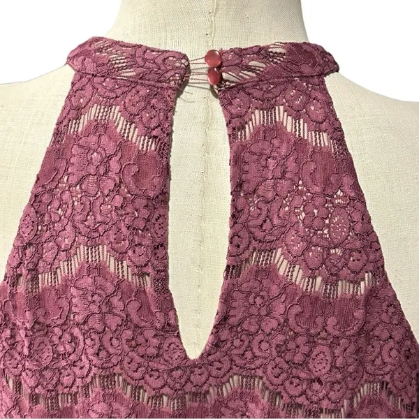 Love Fire Dusty Rose Lace Halter Cut Out Neckline A-Line Dress Size XL - Image 5