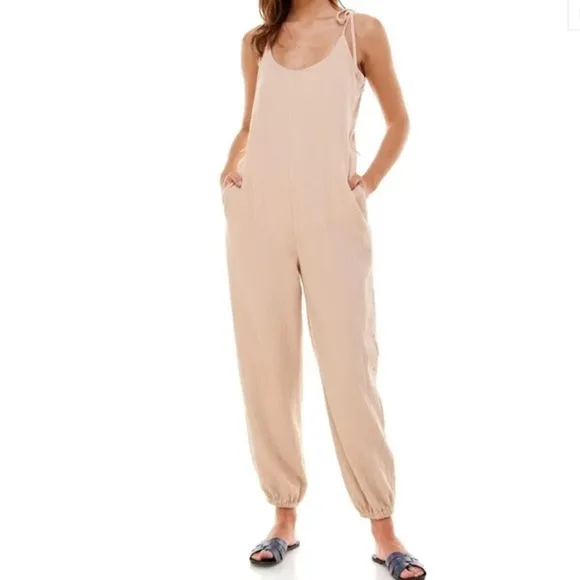 WAYF Spector Tie Strap Crinkle Jumpsuit‎ Size M - Image 2