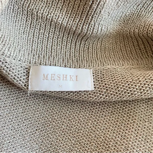 Meshki Carlota Collared Knit Cropped Jumper Sweater in Taupe Size Medium - Image 4