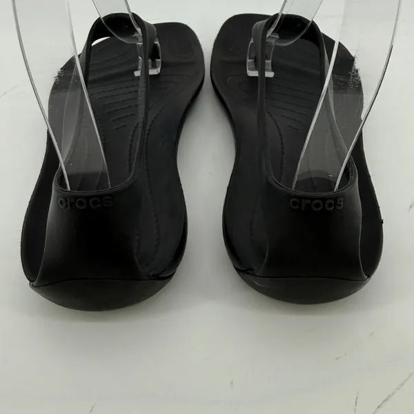 Crocs Sexi Flip Sandal Slip On Black Women 6 Slingback Thong Casual Barefoot - Image 4