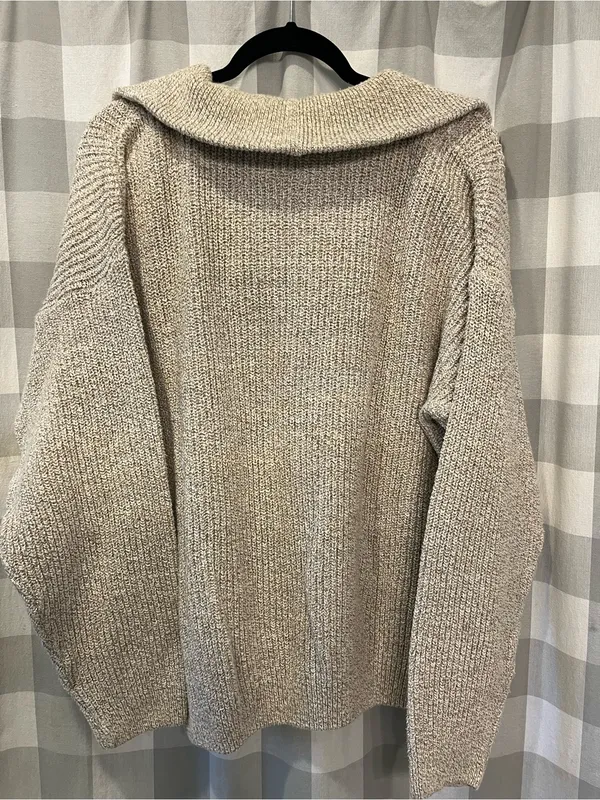 Sundance Men’s Zip-Up Shawl Collar Sweater - Light Beige - Image 5