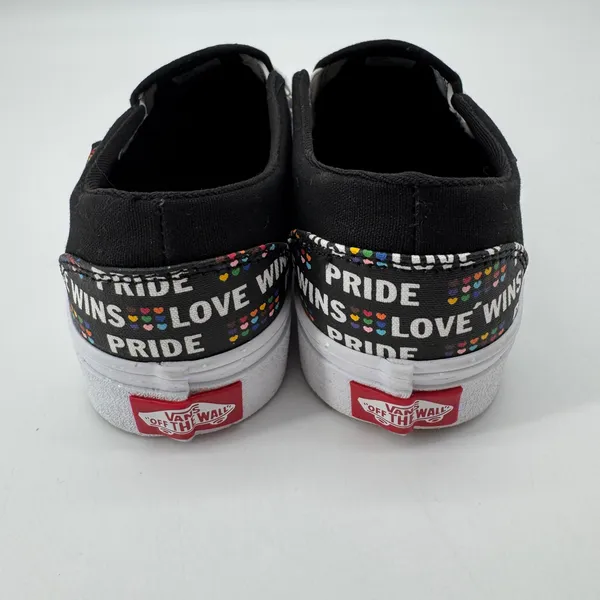 Vans‎ Slip-On Pride Love Wins Women 6.5 Black Rainbow Glitter Sneakers - Image 5