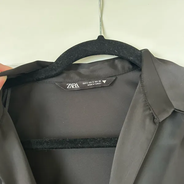 Satin Wrap-Style Black Mini Dress Zara - Image 5