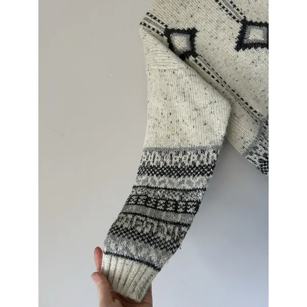 Fabrizio Vintage Wool Blend Grandpa Nordic Fair Isle Mock Neck Sweater Size M - Image 8