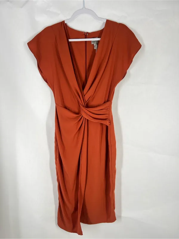 ASOS Twist & Drape Midi Dress in Rust Orange - Image 2