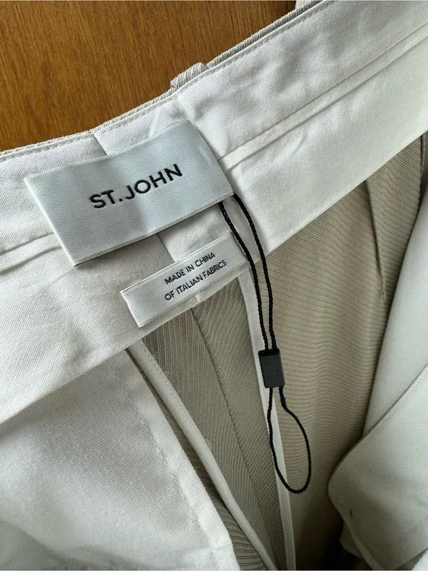 St. John High Rise Wool Blend Wide Leg Pleated Trousers Pants Beige Cream 6 - Image 7