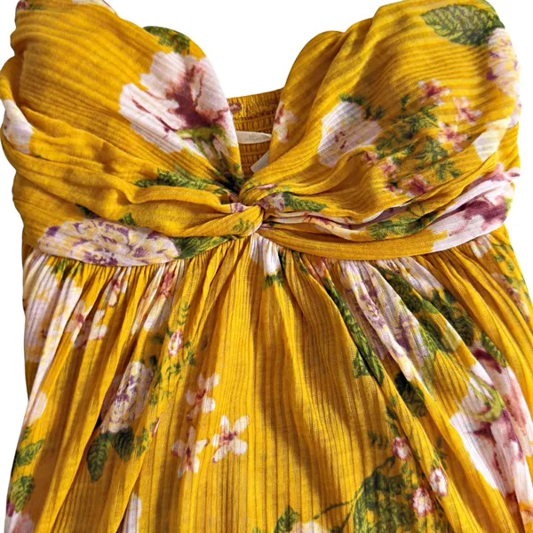 FREE PEOPLE Mirage Convertible Tunic Tank Top Dress Hi Low Yellow Floral Boho - Image 10