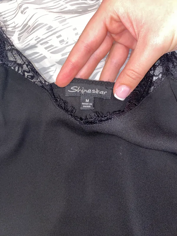 Black Lace Lined Tank Top - Image 2