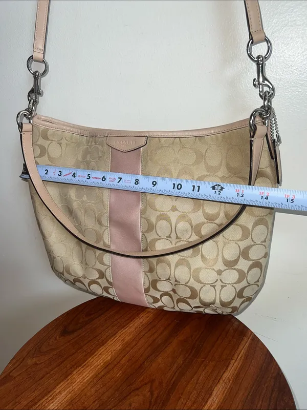 Coach convertible Hobo with Pink Center Stripe crossbody or shoulder bag - Image 11