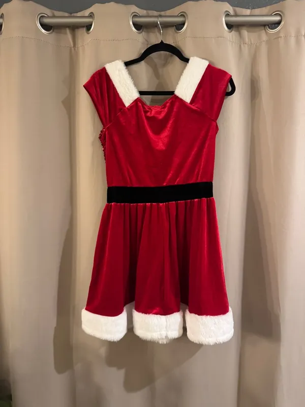 NWT kohls Red Sequin Santa-Style Holiday Dress with White Trim - Image 2