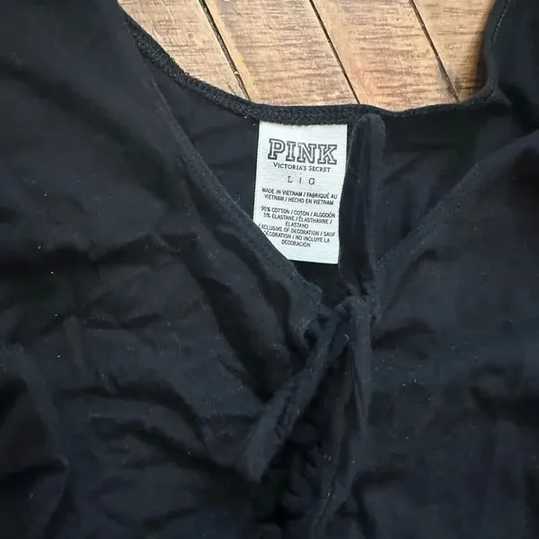 Victoria’s Secret black lace up long sleeve L knit bodysuit - Image 2