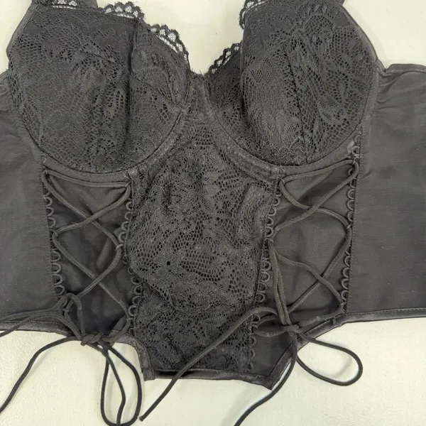 Sexy M Bustier Corset Bra Whimsigoth‎ Jezebel Lingerie Lace Underwire Long Line - Image 3
