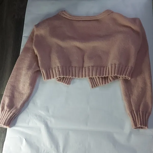 SHEIN Pink Open Front Cropped Cardigan L Casual Classic Preppy Spring Barbiecore - Image 4