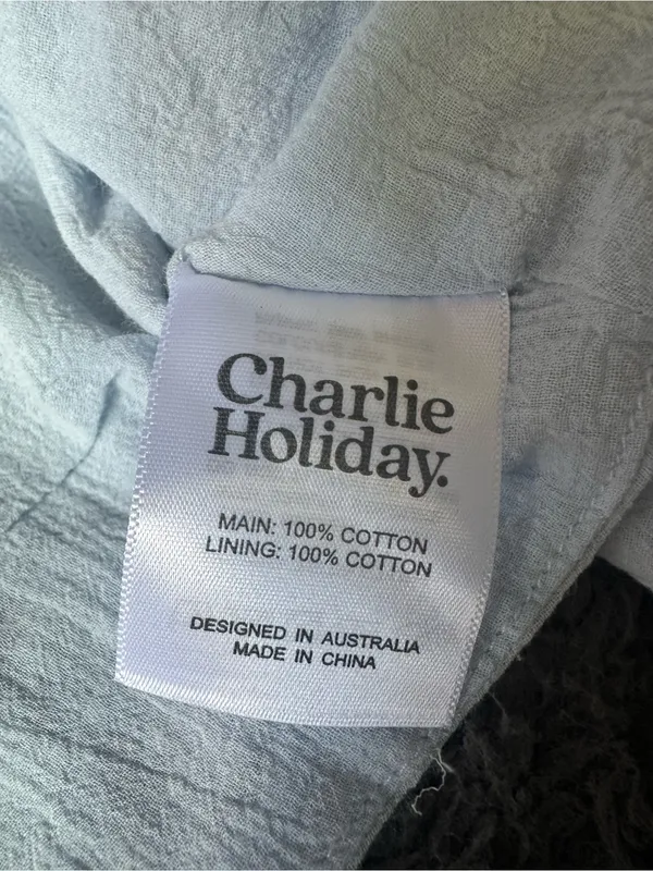 Charlie Holiday Jasper wrap top Dusk Blue size M 100% cotton bell sleeves NWT - Image 4