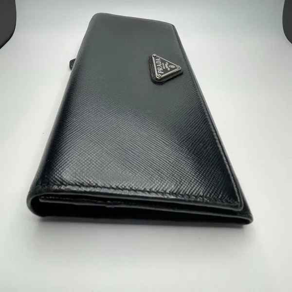 Prada Large Saffiano Calfskin Leather Wallet - Black - Preowned - Image 7
