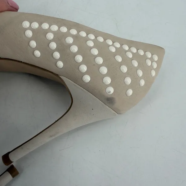 French Connection Pump Women Size 41 10.5 Beige‎ Studded Pointed Toe Stiletto - Image 7