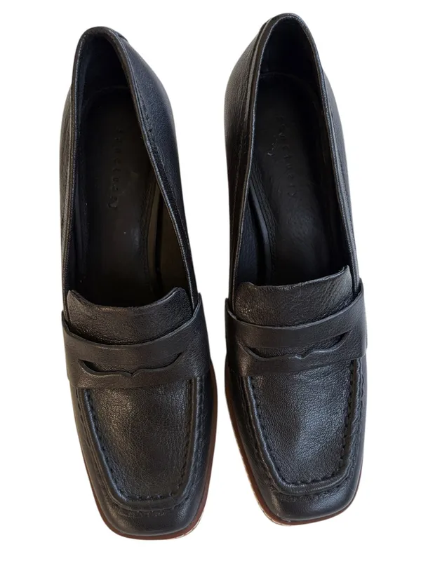 Like New Sanctuary Leather Cadence Wedge Loafers Black Size 8.5 - Image 4